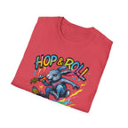 Hop & Roll Skateboard Bunny T-Shirt — Skateboarder Easter Graphic Tee