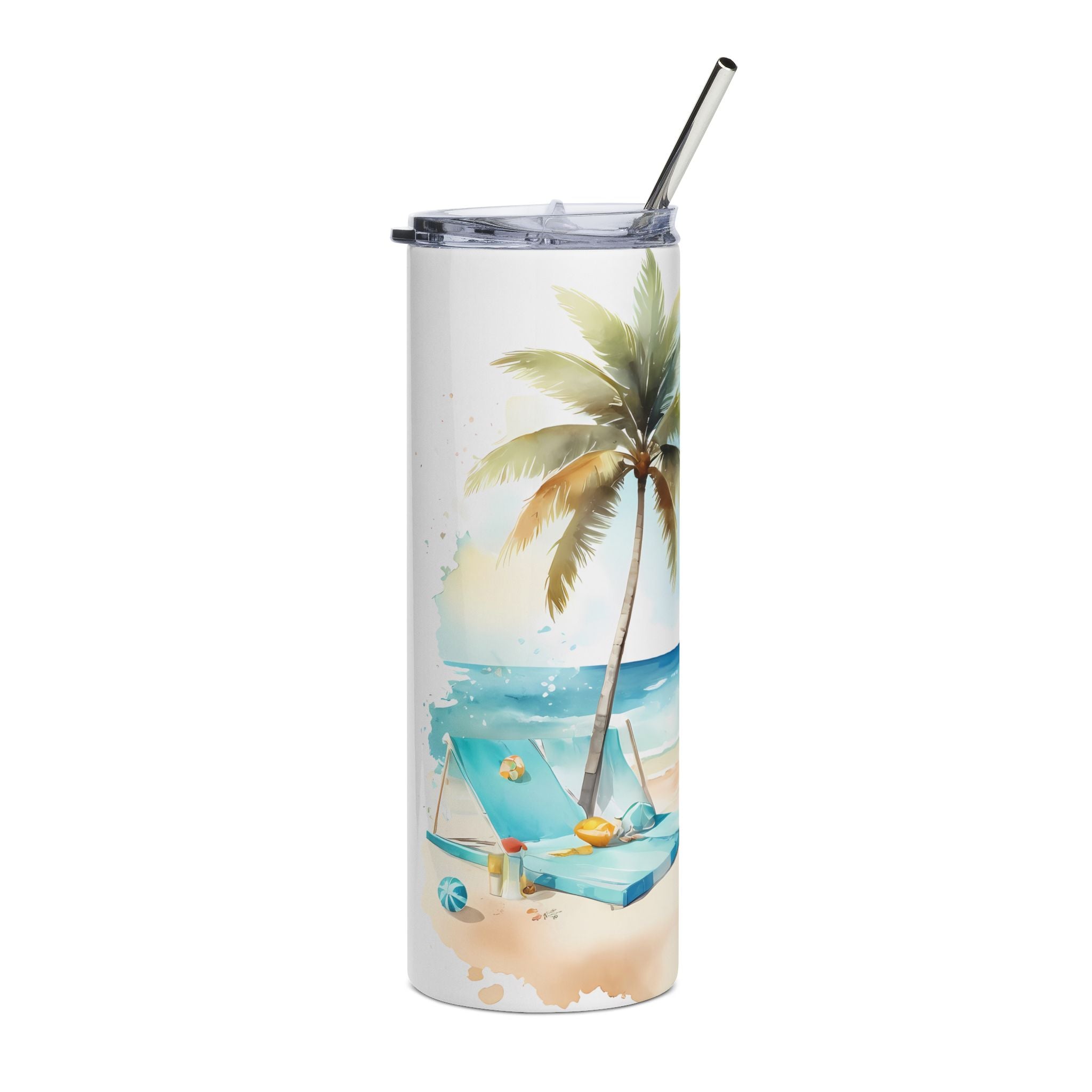 Beach Palm 20oz Stainless Steel Tumbler – Tropical Seaside Drinkware