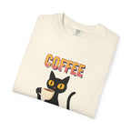 Coffee Cat T-Shirt — Cute Black Cat Holding Coffee Graphic Tee