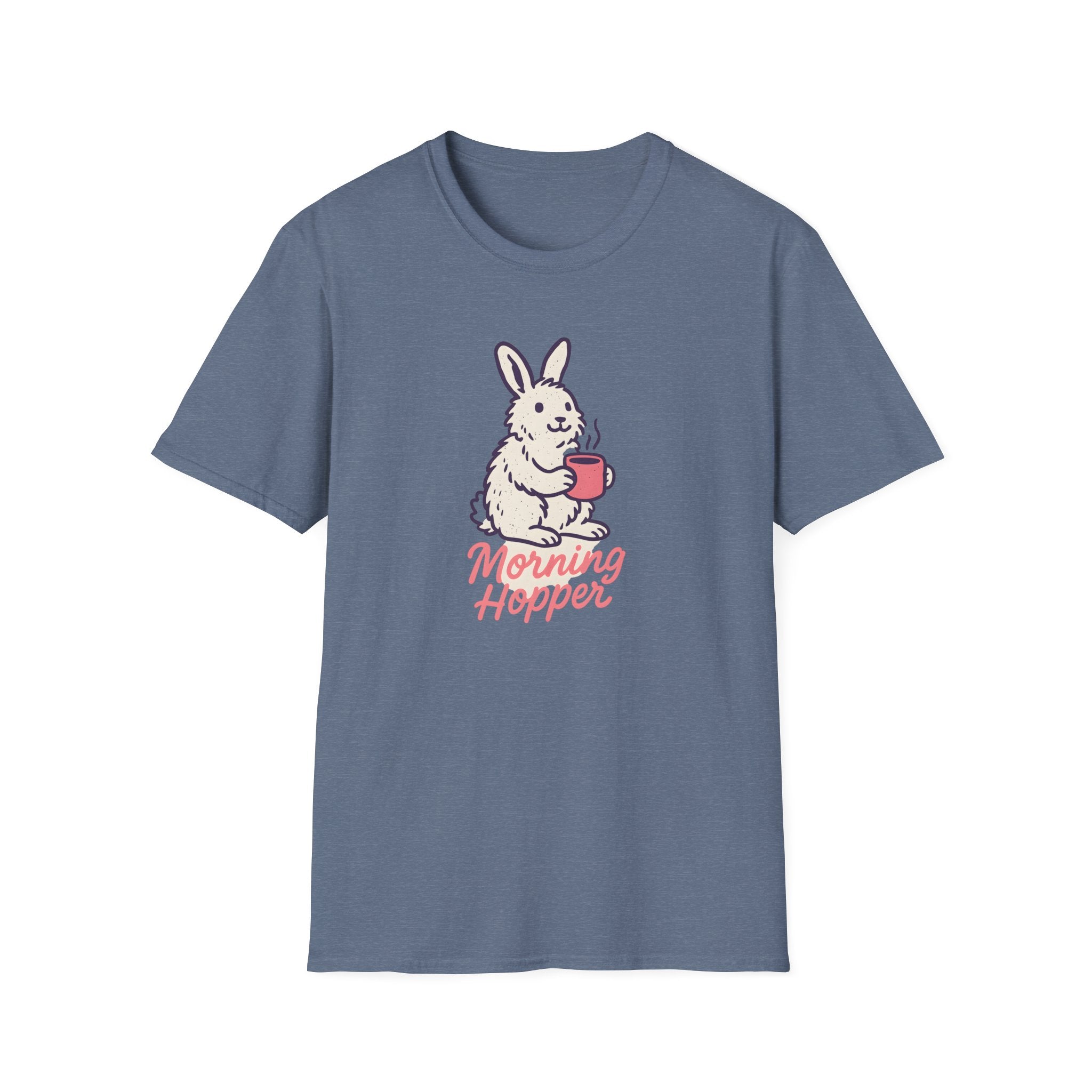 Morning Hopper Bunny T-Shirt — Cute Coffee Rabbit Tee