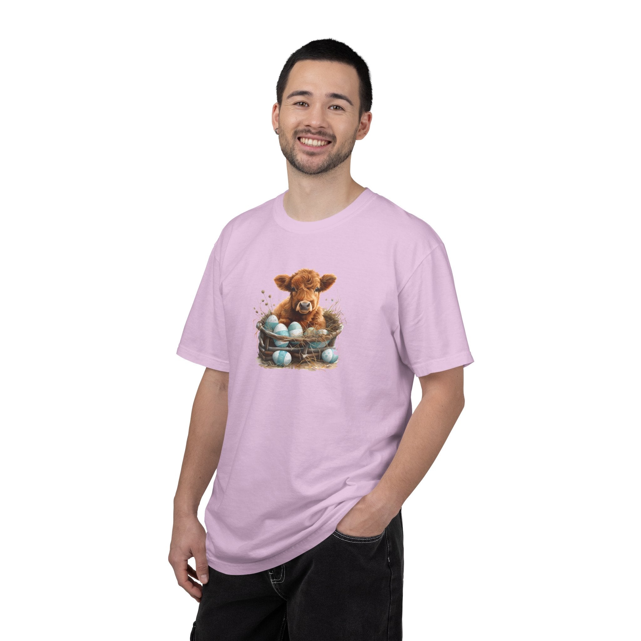 Easter Highland Cow Calf in Basket T-Shirt