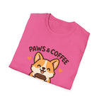 Paws & Coffee Corgi T-Shirt — Cute Dog Lover Coffee Tee