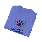 Dog Lover T-Shirt — “The Best Things in Life Are Furry” Paw Heart Tee