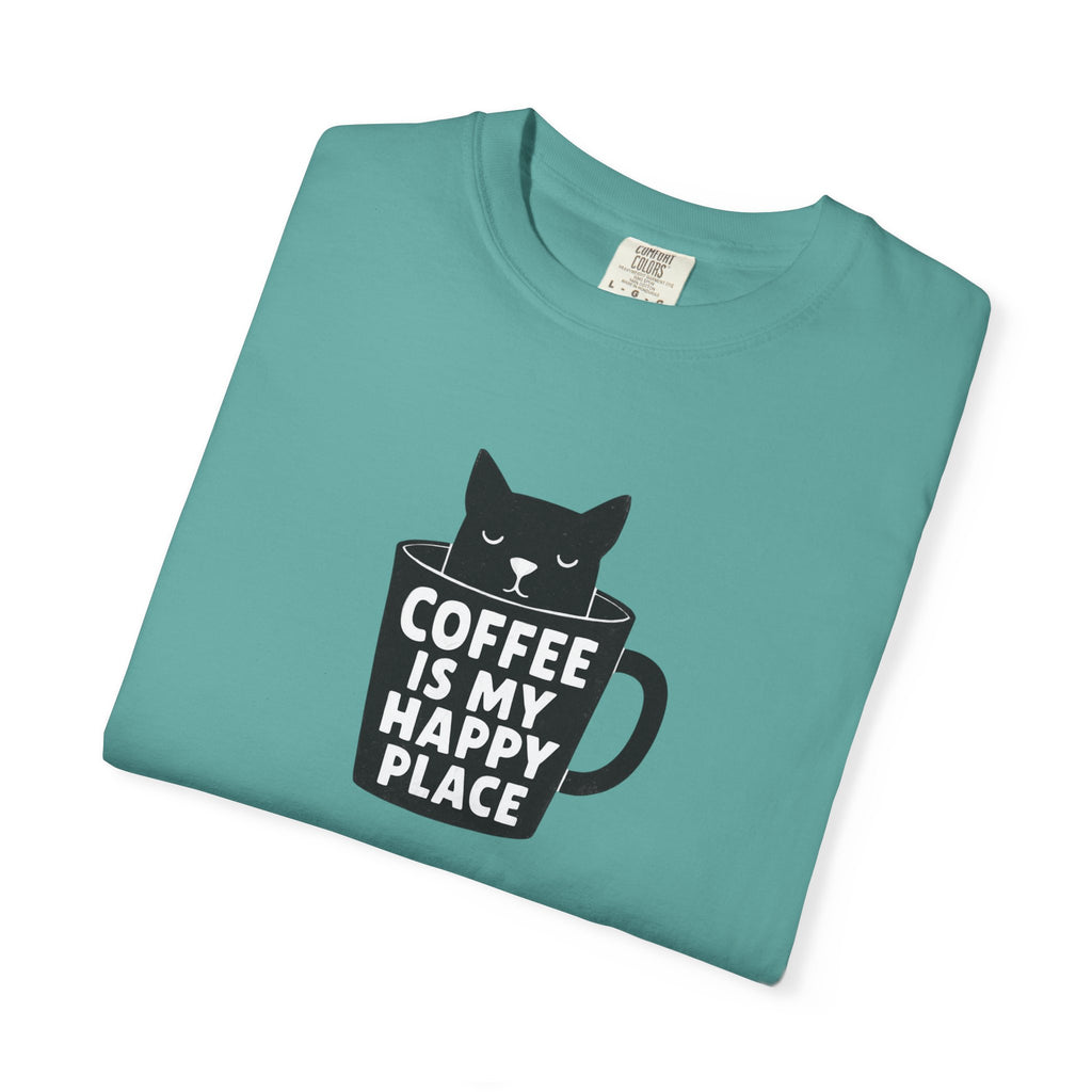 Coffee Is My Happy Place T-Shirt — Cat & Coffee Graphic Tee