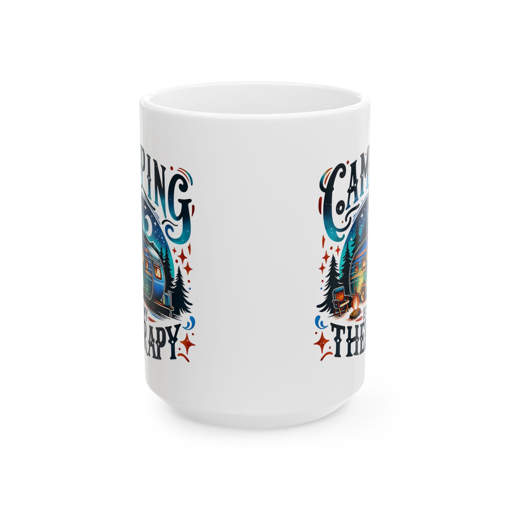 Camping Mug – 'Camp More, Worry Less' Ceramic Coffee Mug (11oz & 15oz)