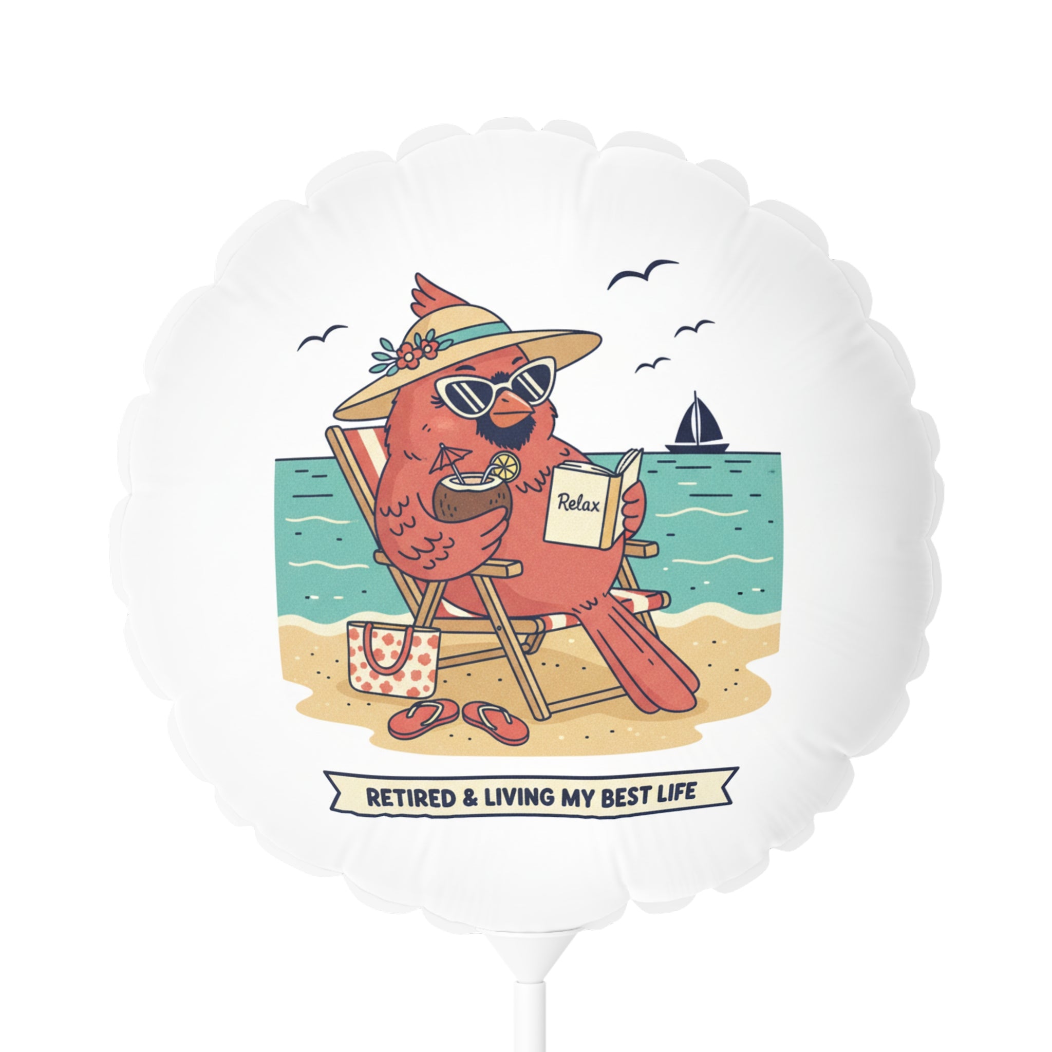 Retired & Living My Best Life Balloon — 11" Round/Heart-Shaped Celebration Balloon