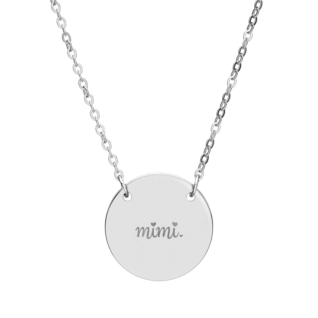 Engraved Circle Necklace — "Mimi." Personalized Pendant Gift