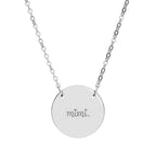 Engraved Circle Necklace — "Mimi." Personalized Pendant Gift