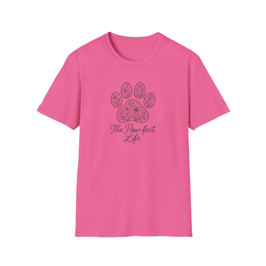 Paw-fect Life T-Shirt — Floral Paw Print Tee for Dog & Cat Lovers
