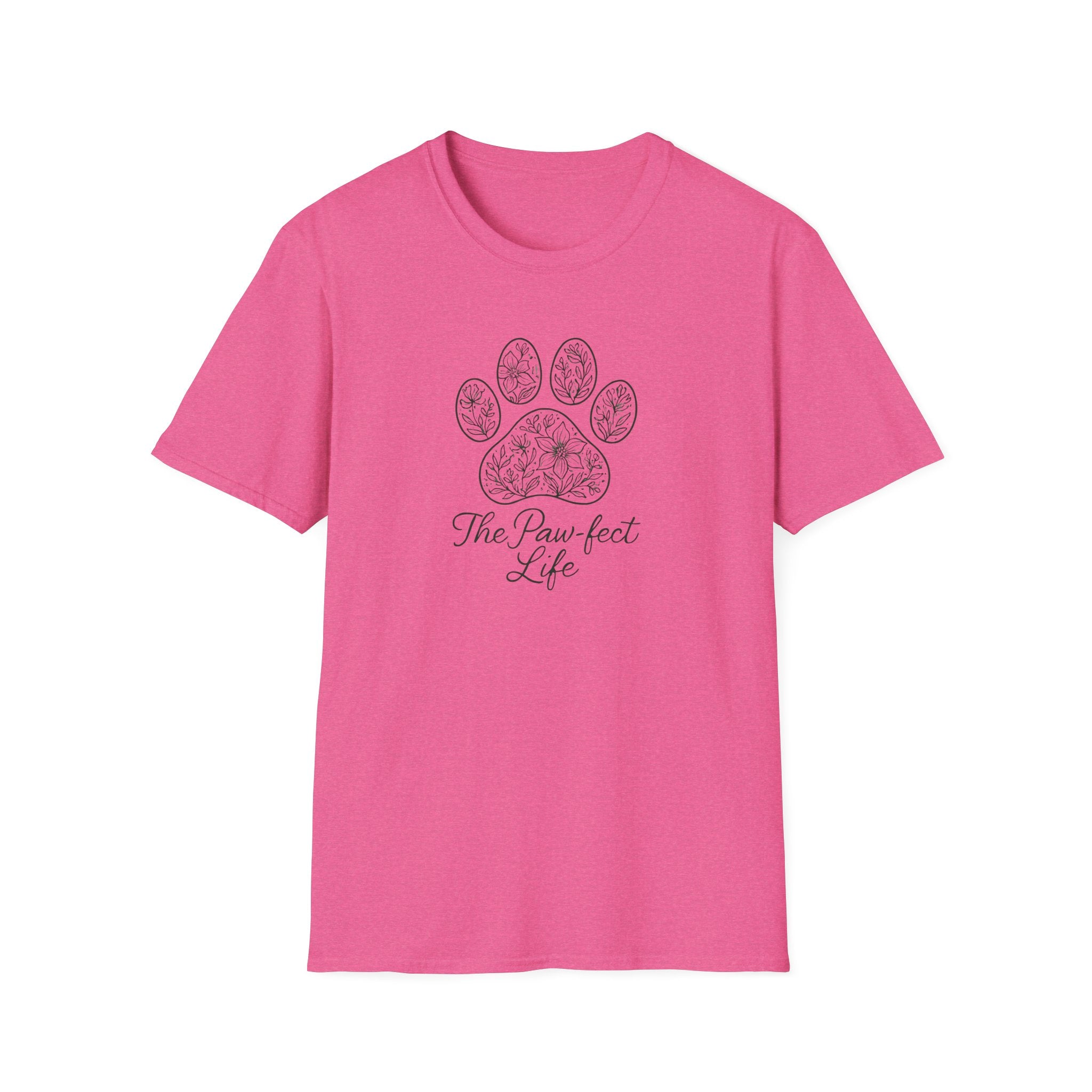 Paw-fect Life T-Shirt — Floral Paw Print Tee for Dog & Cat Lovers