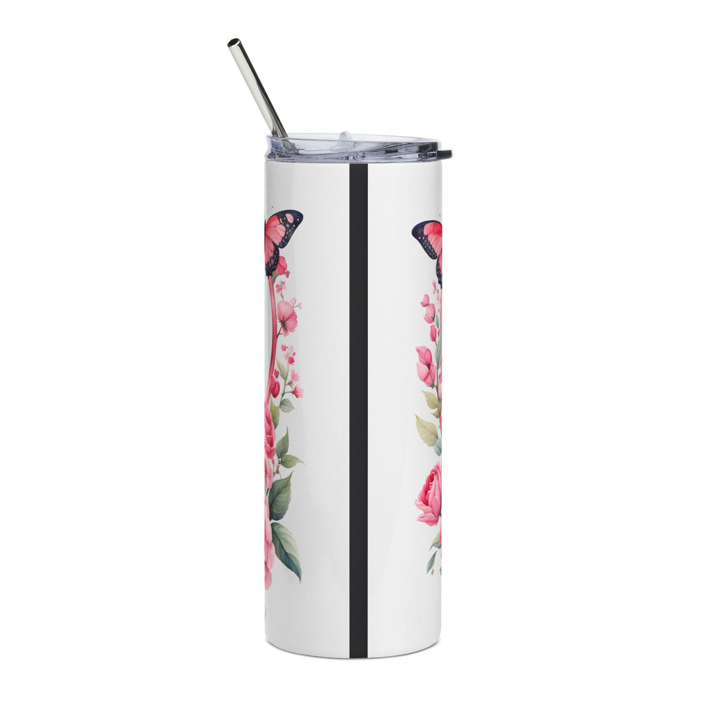 "The Best Mom" Floral Butterfly 20oz Stainless Tumbler