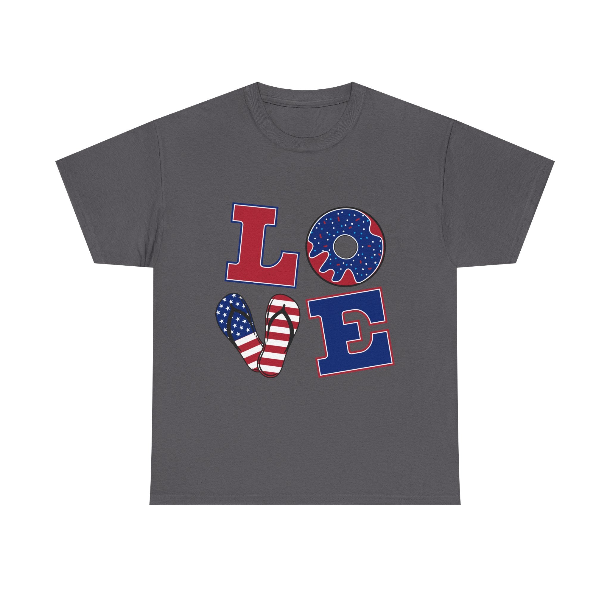 Patriotic LOVE Tee - USA Flag Donut Graphic