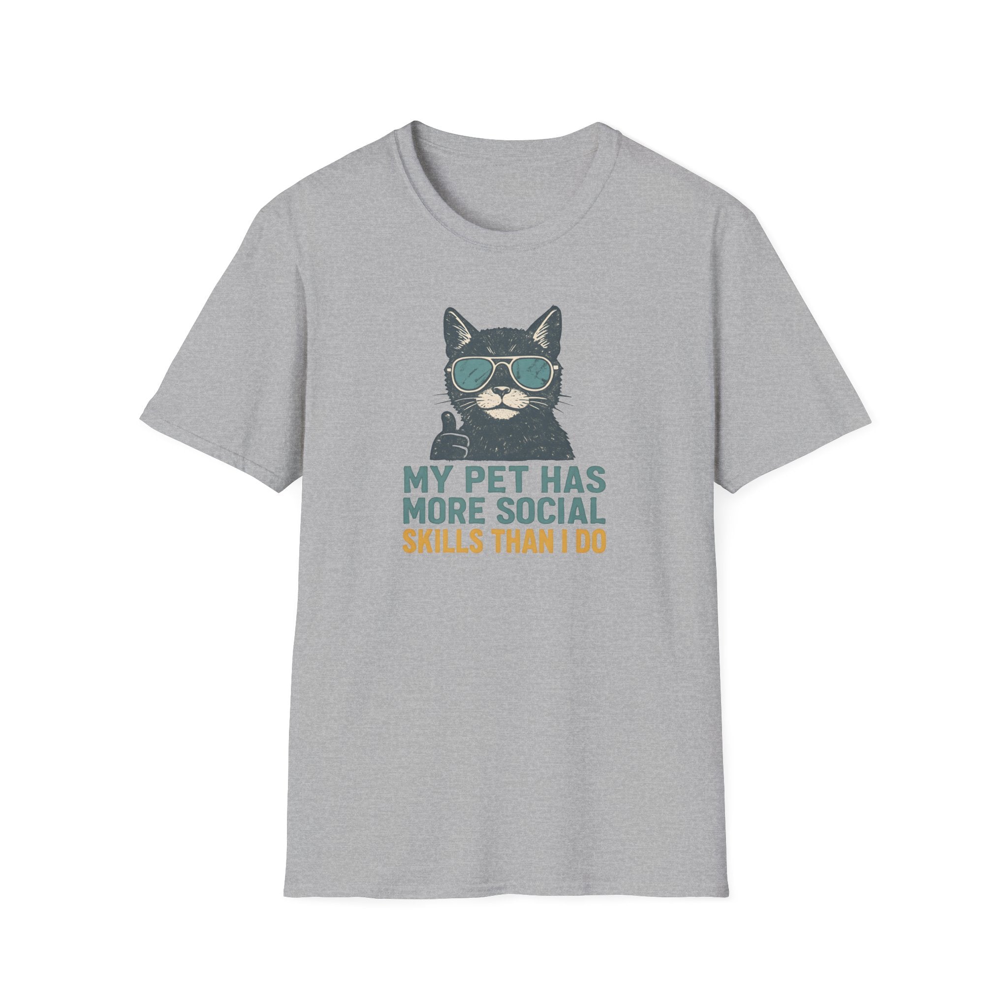 Cat T-Shirt — “My Pet Has More Social Skills Than I Do” Funny Cat Graphic Tee