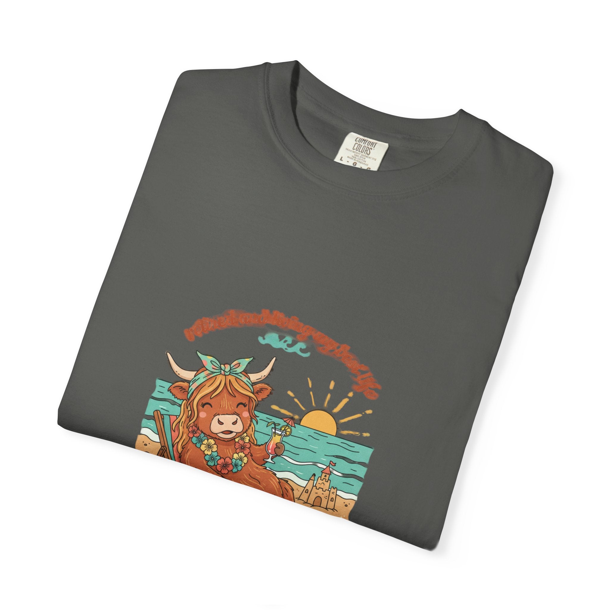 Retired Highland Cow at the Beach T-shirt