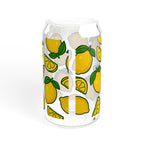 Lemon Pattern Sipper Glass — 16oz Decorative Straw Tumbler