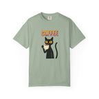 Coffee Cat T-Shirt — Cute Black Cat Holding Coffee Graphic Tee