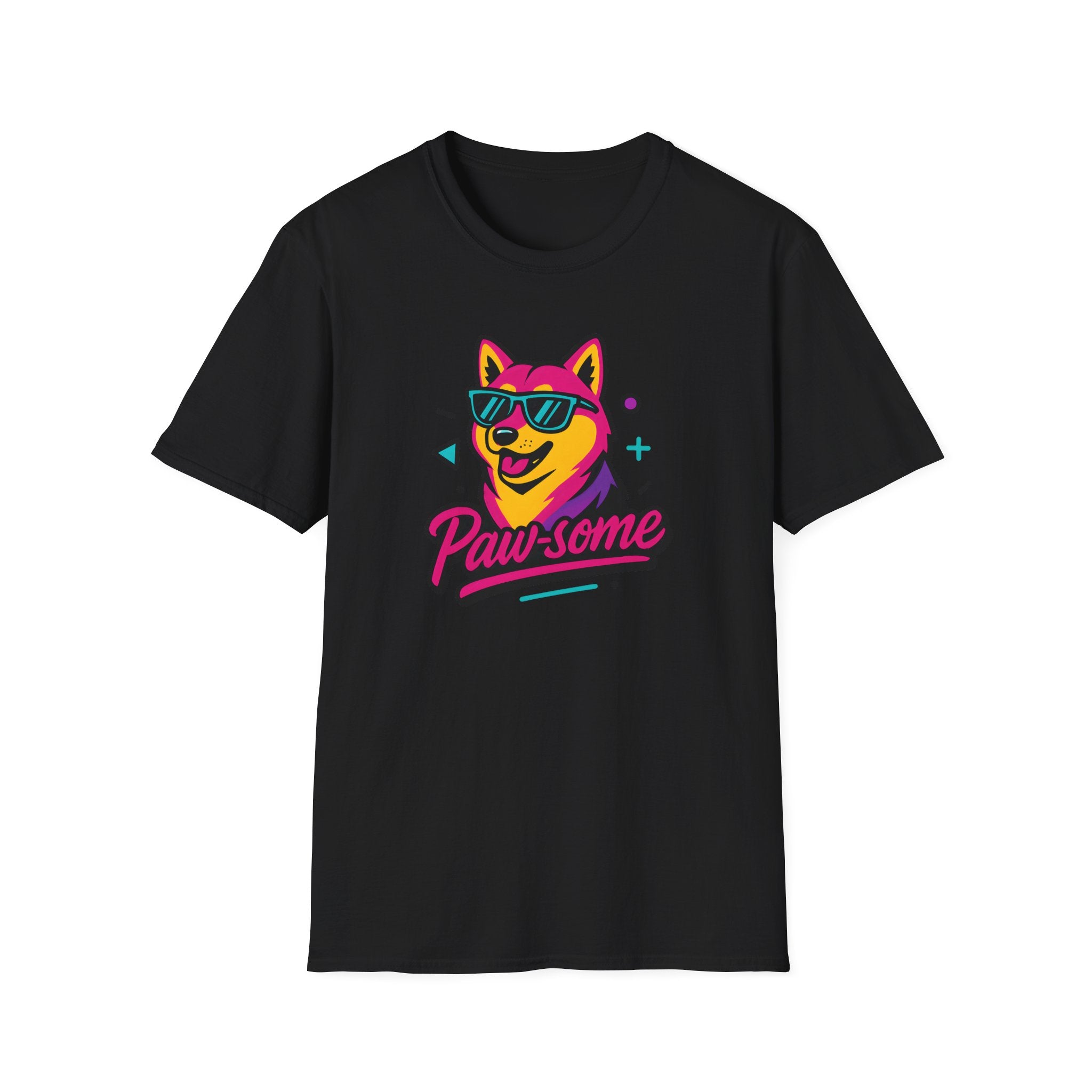 Pawsome Sunglasses Dog T-Shirt – Retro Neon Shiba Graphic Tee