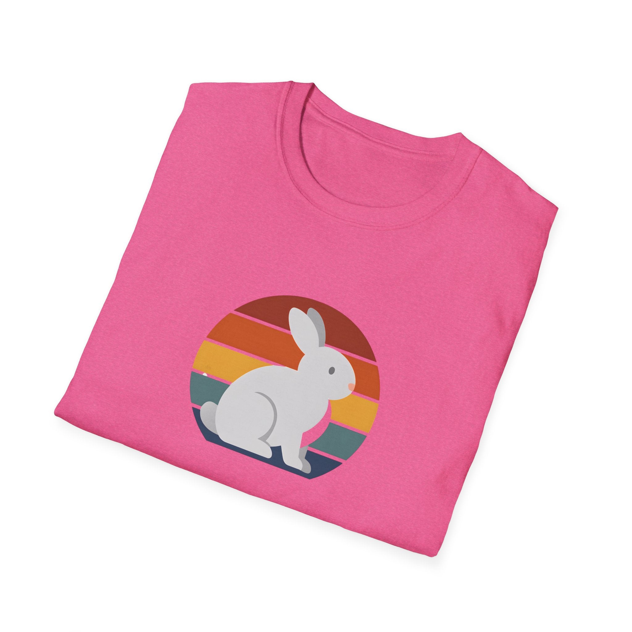 Retro Sunset Bunny T-Shirt — Cute Rabbit Vintage Stripe Tee