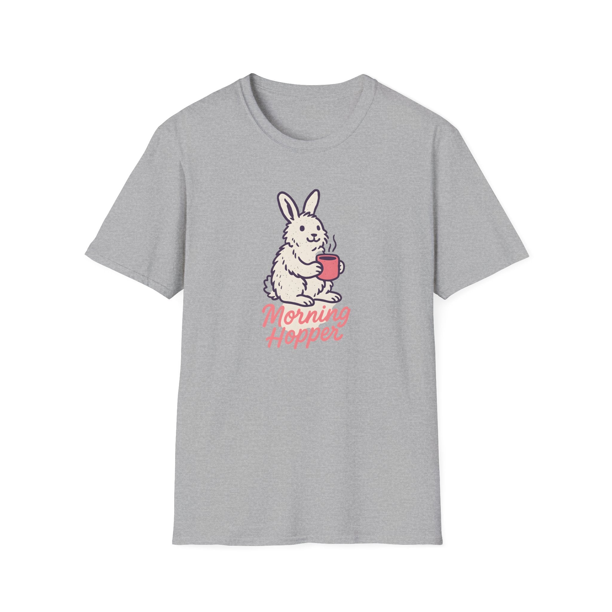 Morning Hopper Bunny T-Shirt — Cute Coffee Rabbit Tee