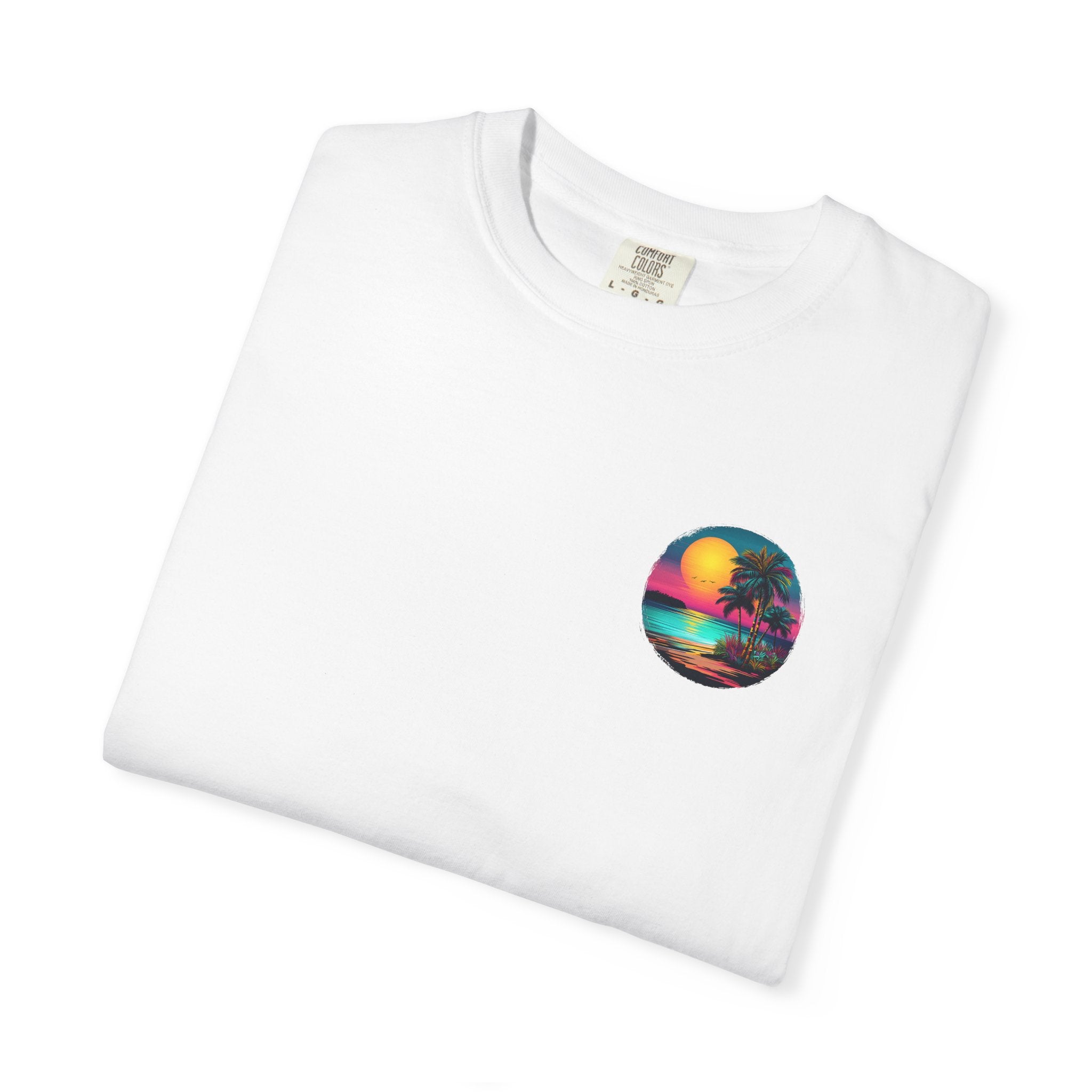 Sunset Sand T-Shirt — Palm Tree Beach Graphic Tee