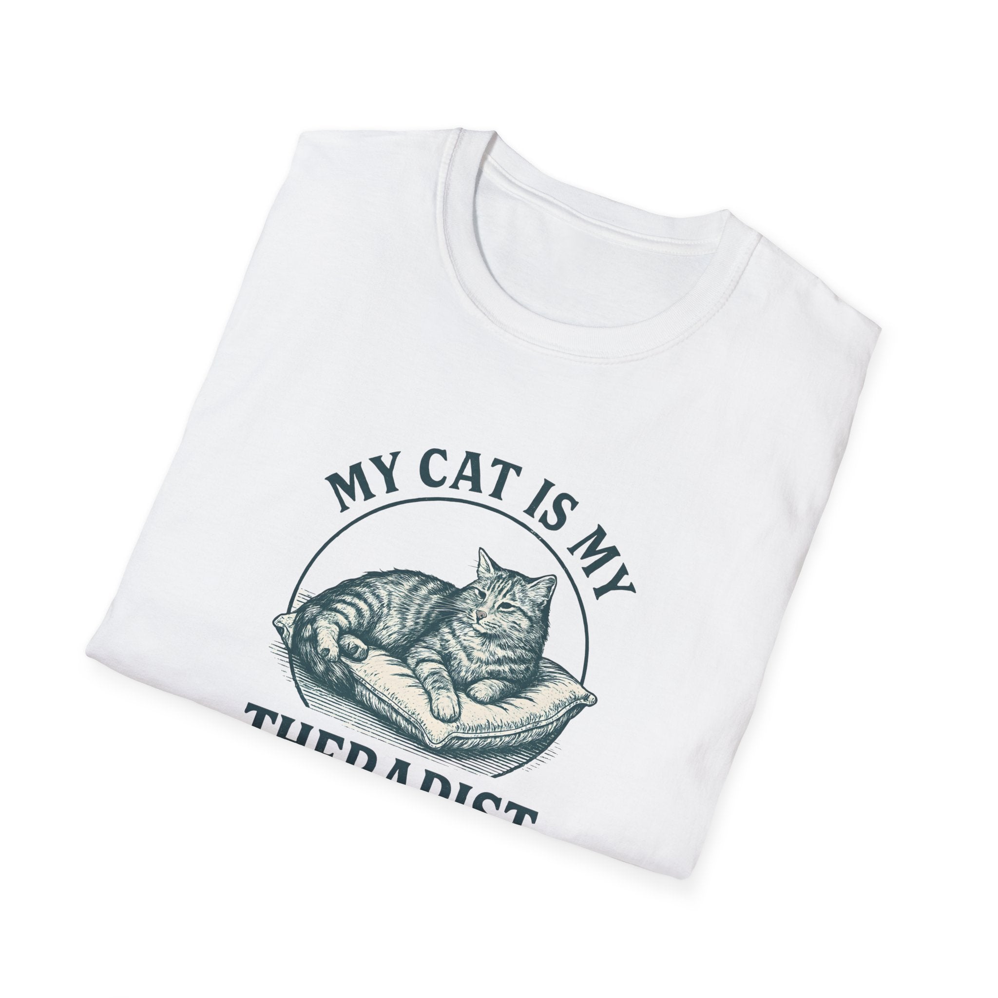 Cat Therapist T-Shirt — "My Cat Is My Therapist" Funny Cat Lover Tee