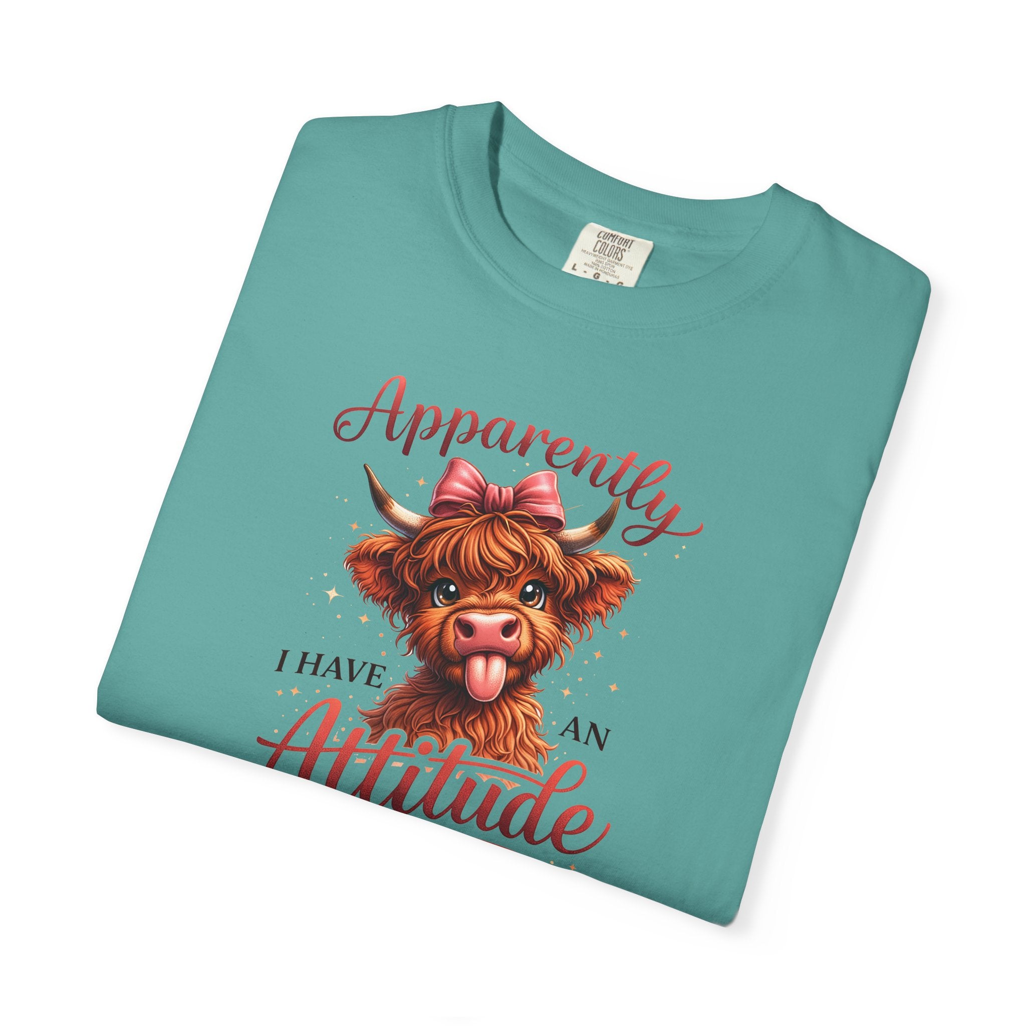 Attitude Highland Cow T-Shirt — "Apparently I Have an Attitude" Cute Cow Graphic Tee