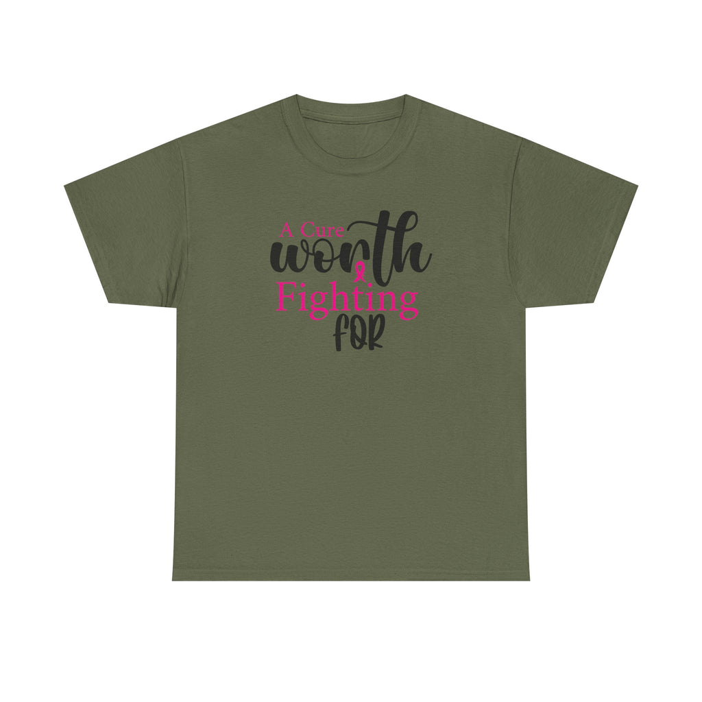 Breast Cancer Support T-Shirt — "Worth Fighting For" Pink Ribbon Tee
