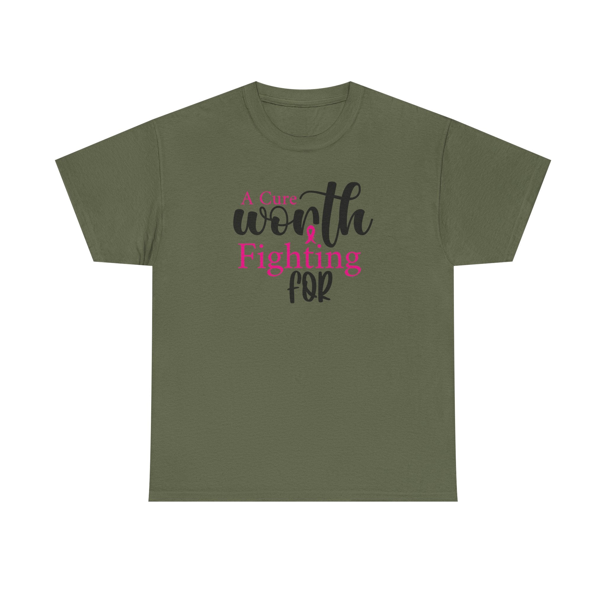 Breast Cancer Support T-Shirt — "Worth Fighting For" Pink Ribbon Tee