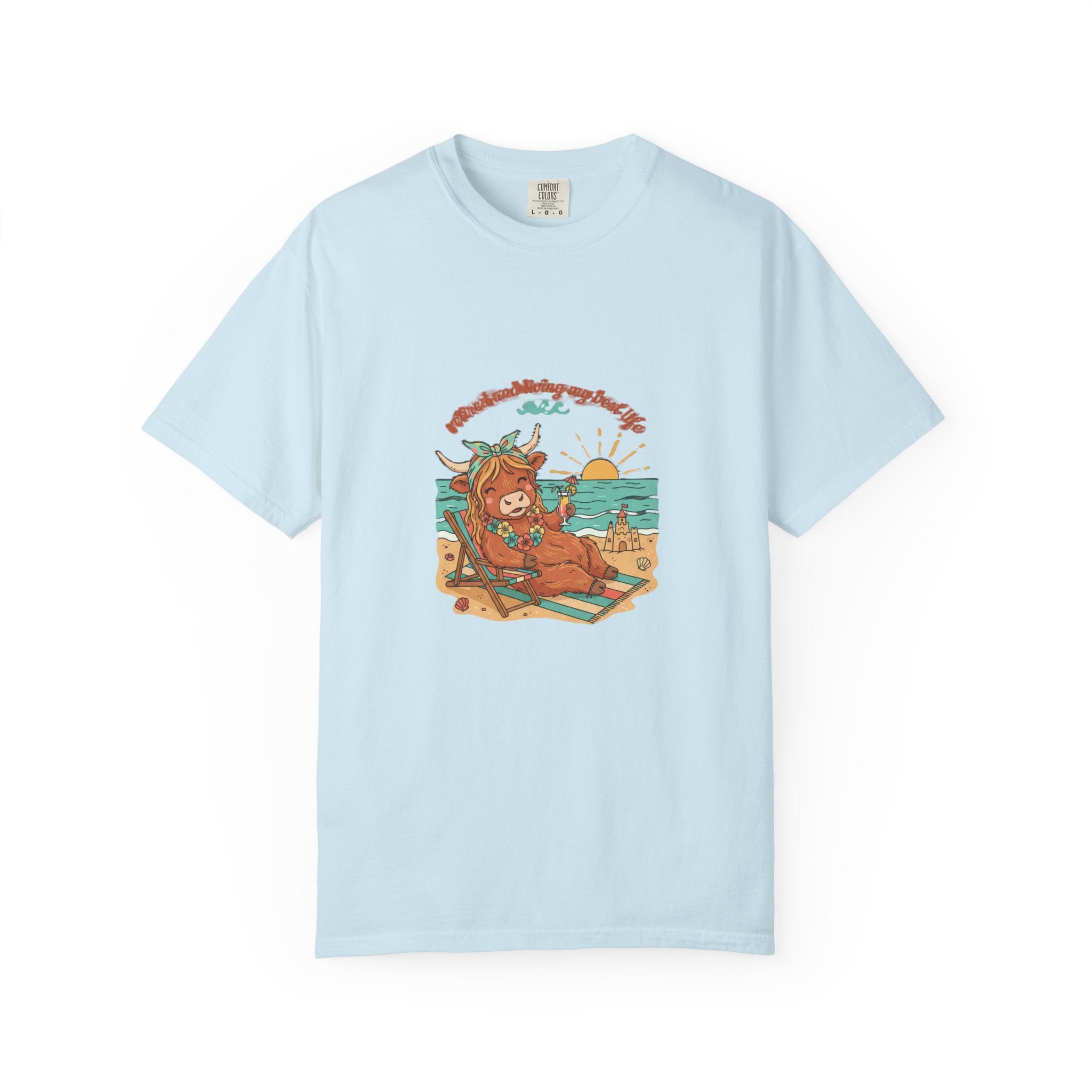 Retired Highland Cow at the Beach T-shirt