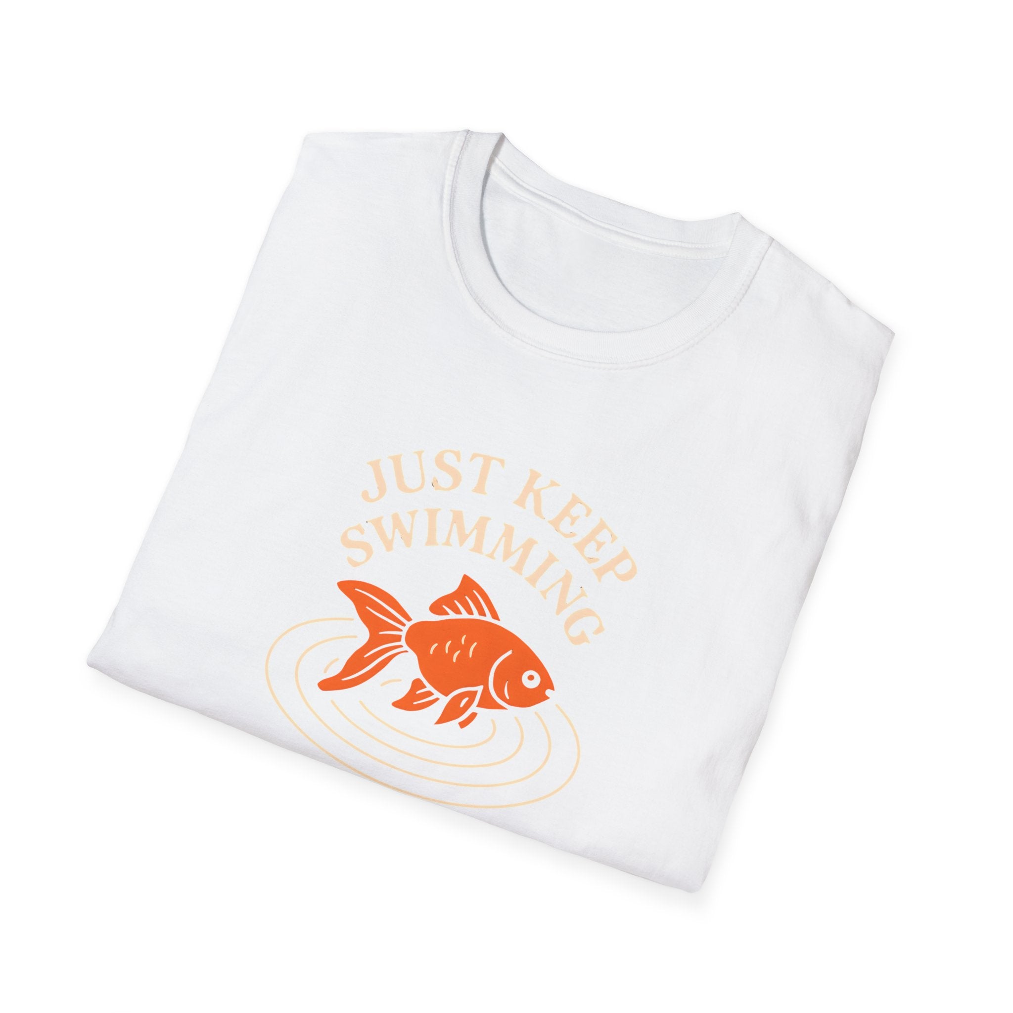 T‑Shirt — "Just Keep Swimming" Orange Fish Graphic Tee
