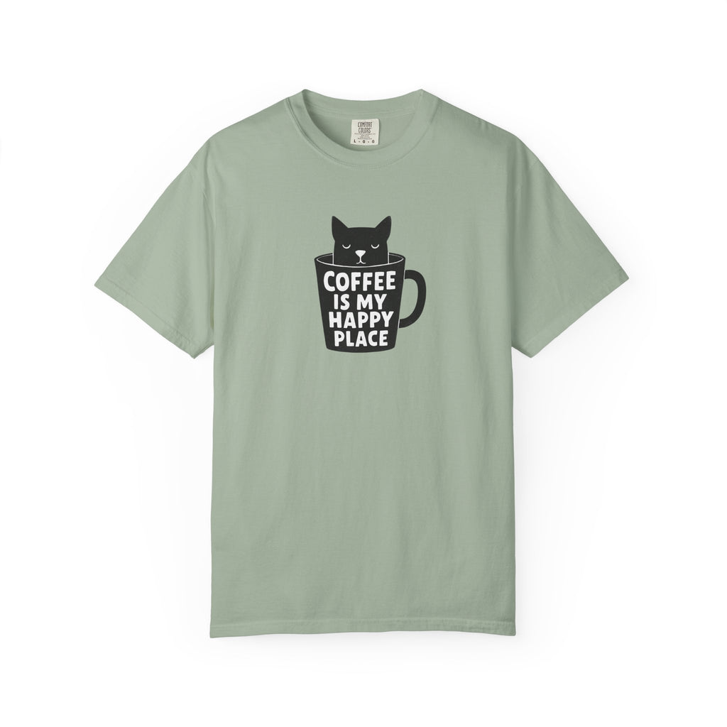 Coffee Is My Happy Place T-Shirt — Cat & Coffee Graphic Tee