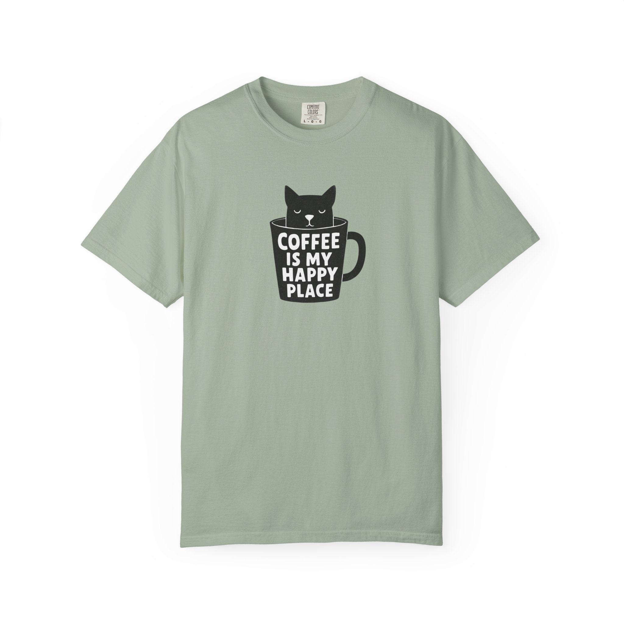 Coffee Is My Happy Place T-Shirt — Cat & Coffee Graphic Tee