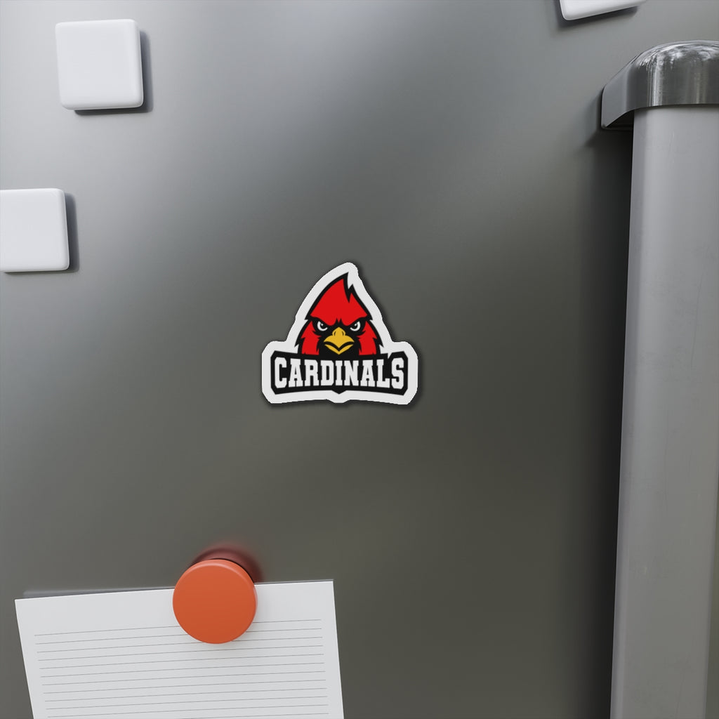 Cardinals Mascot Die-Cut Magnet — School Team Logo Refrigerator Sticker