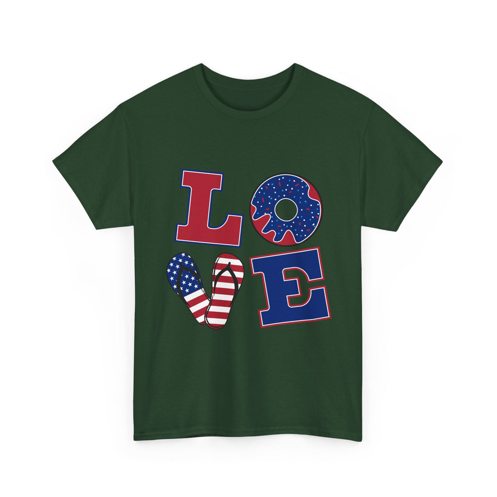 Patriotic LOVE Tee - USA Flag Donut Graphic