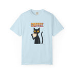 Coffee Cat T-Shirt — Cute Black Cat Holding Coffee Graphic Tee