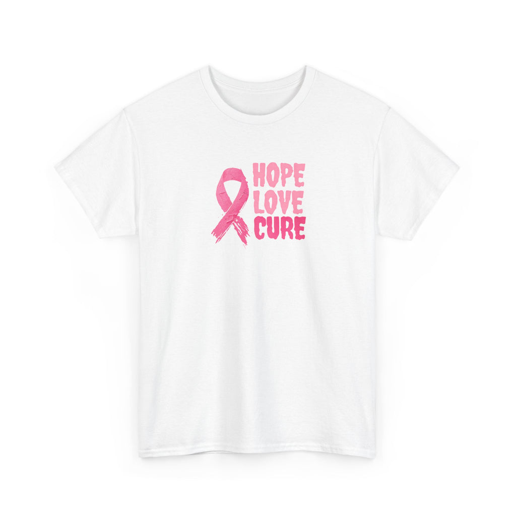 Breast Cancer Awareness Tee — Pink Ribbon "Hope Love Cure"