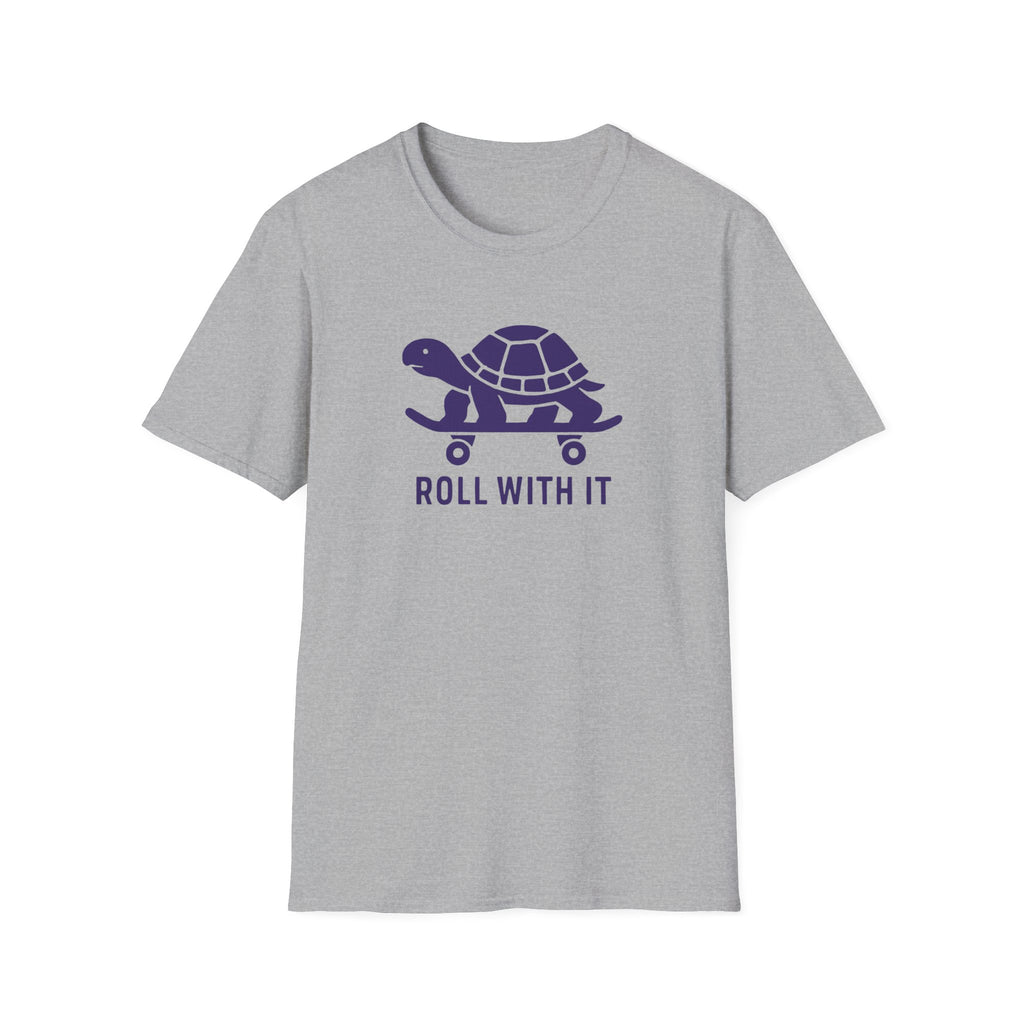 T-Shirt — "Roll With It" Turtle Skateboard Graphic Tee