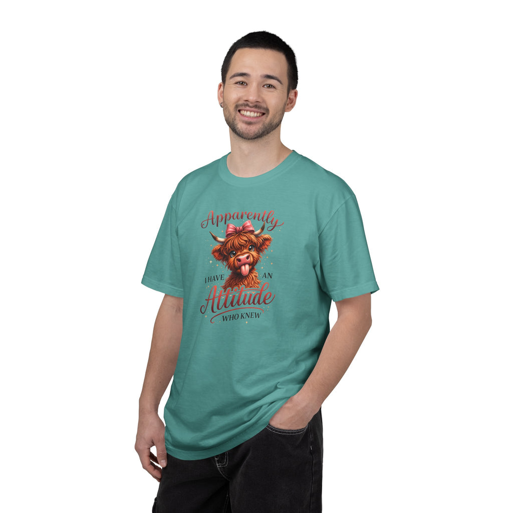 Attitude Highland Cow T-Shirt — "Apparently I Have an Attitude" Cute Cow Graphic Tee