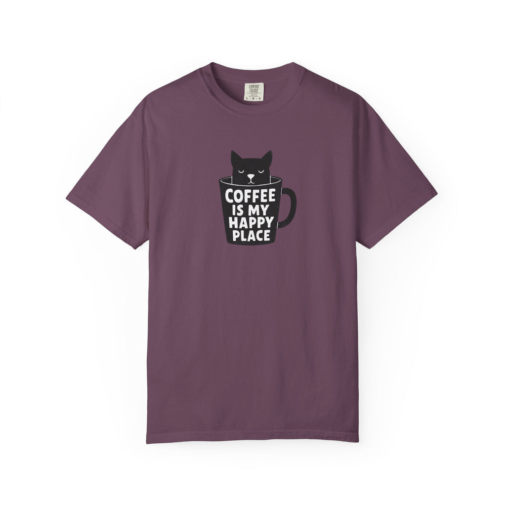 Coffee Is My Happy Place T-Shirt — Cat & Coffee Graphic Tee