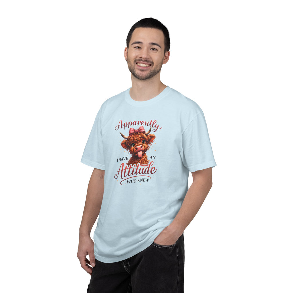 Attitude Highland Cow T-Shirt — "Apparently I Have an Attitude" Cute Cow Graphic Tee