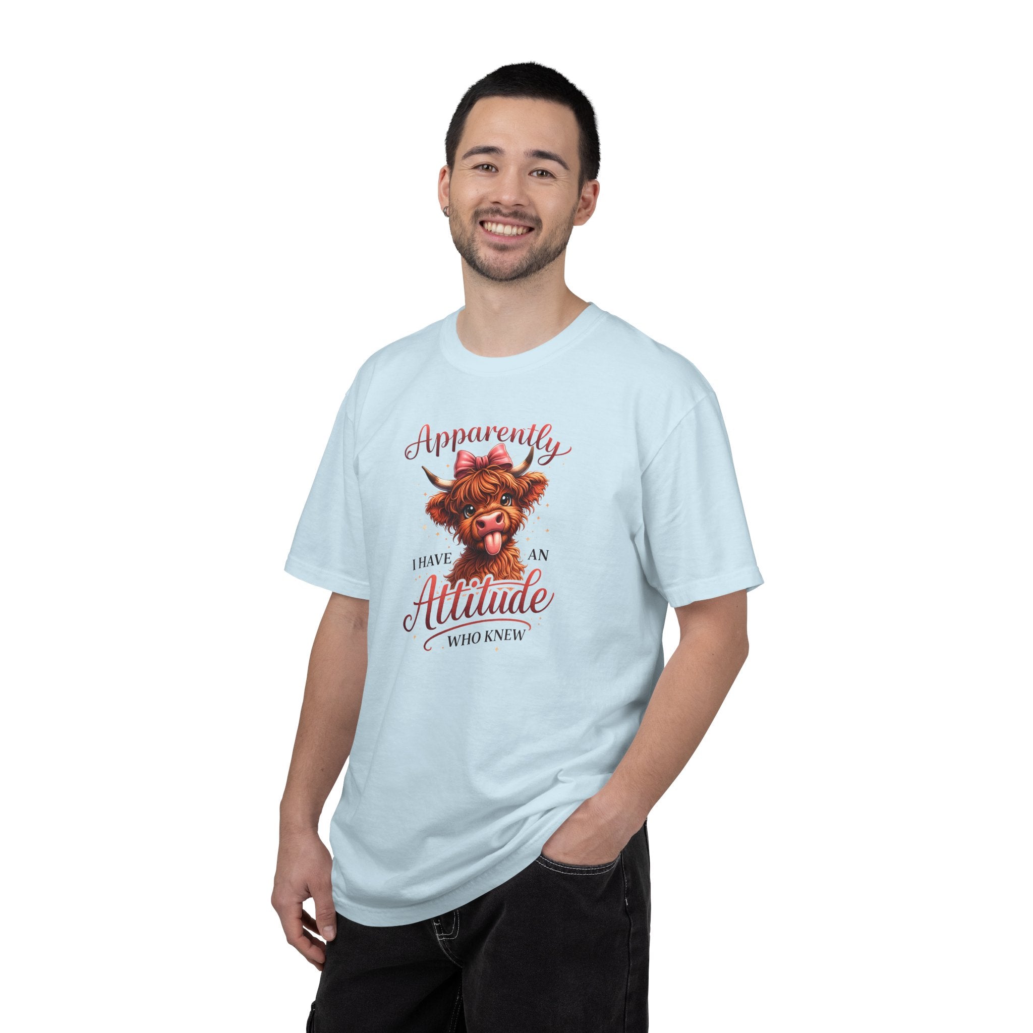 Attitude Highland Cow T-Shirt — "Apparently I Have an Attitude" Cute Cow Graphic Tee