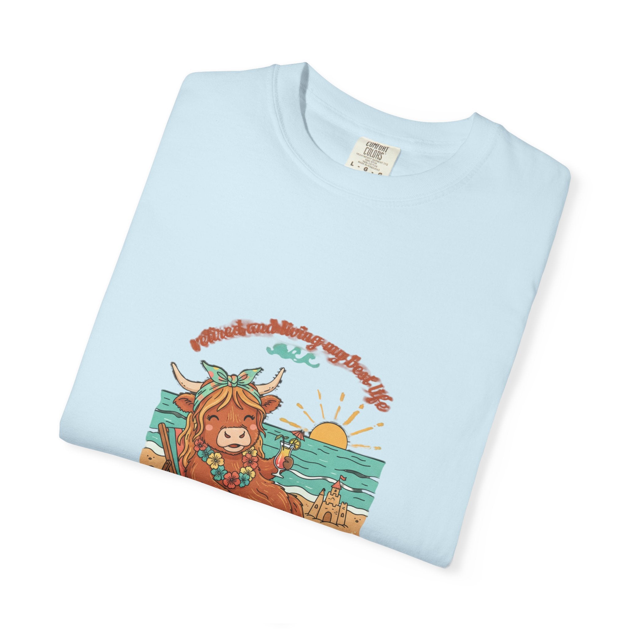 Retired Highland Cow at the Beach T-shirt