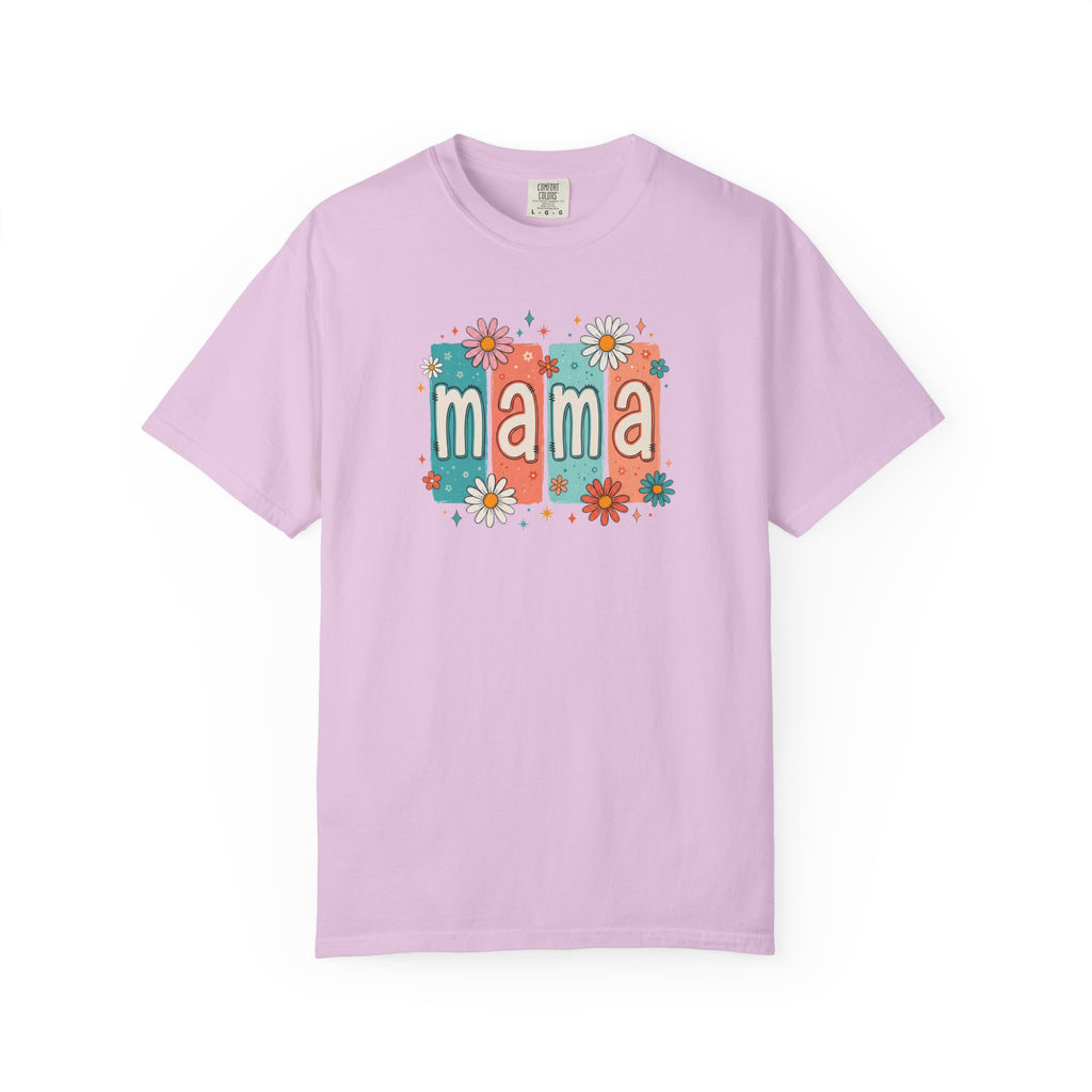 Mama Floral Tee — Retro Block Letter Mother's Day T-Shirt