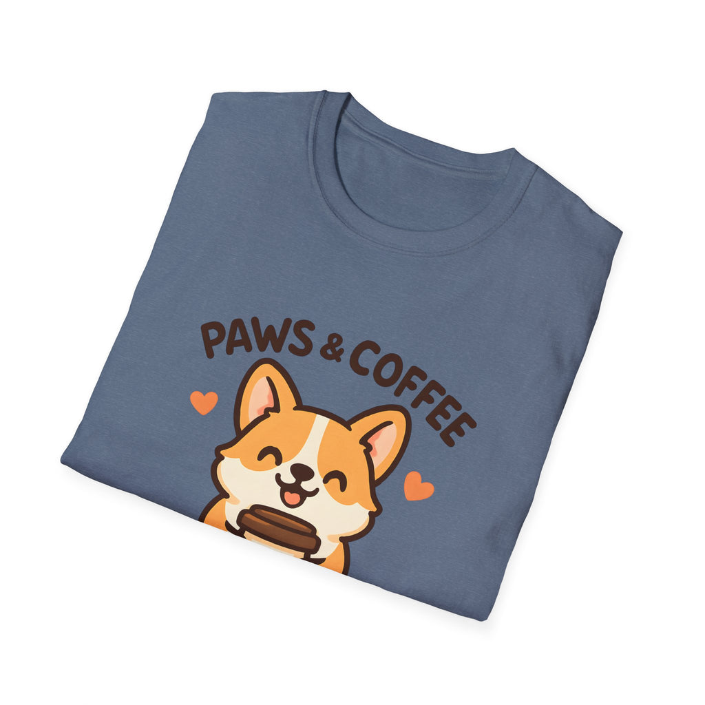 Paws & Coffee Corgi T-Shirt — Cute Dog Lover Coffee Tee