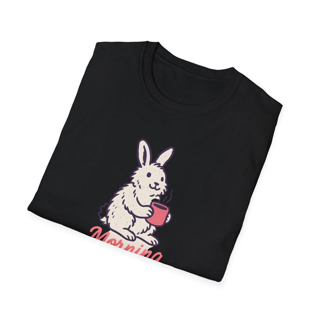 Morning Hopper Bunny T-Shirt — Cute Coffee Rabbit Tee
