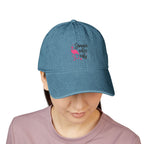 Embroidered Denim Hat "Summer Vibes Only" - Pink Flamingo Cap