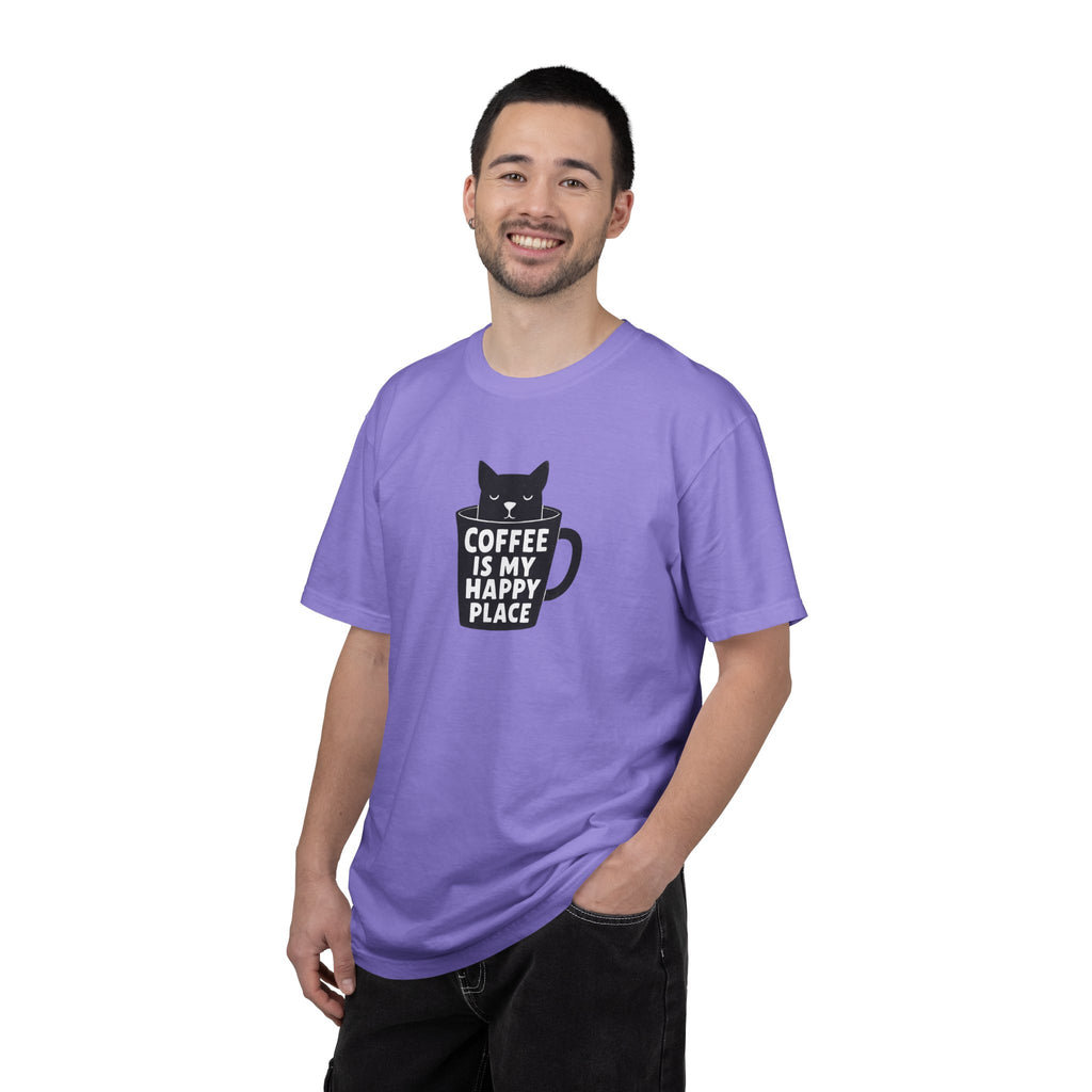Coffee Is My Happy Place T-Shirt — Cat & Coffee Graphic Tee