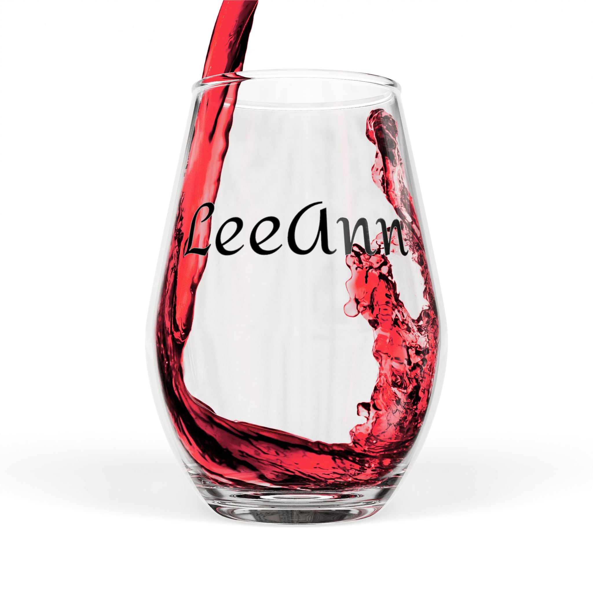 Personalized Stemless Wine Glass — Custom Name "LeeAnne" 11.75oz