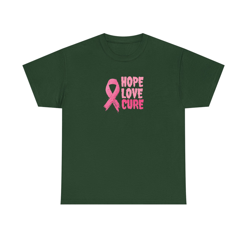 Breast Cancer Awareness Tee — Pink Ribbon "Hope Love Cure"