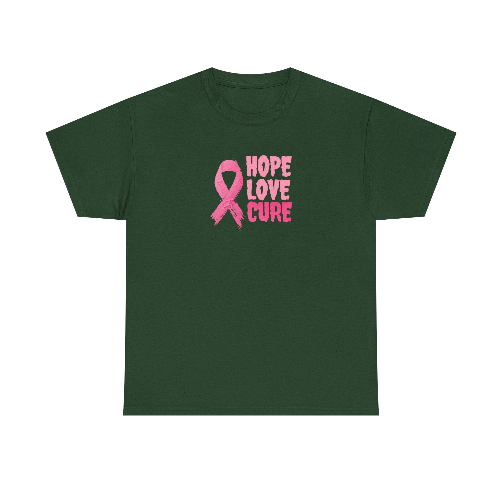 Breast Cancer Awareness Tee — Pink Ribbon "Hope Love Cure"